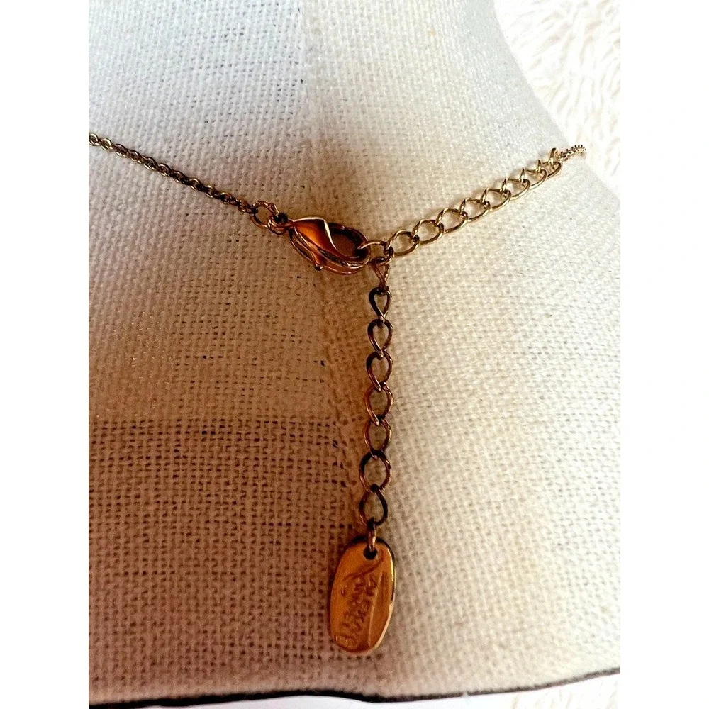 Alexa's Angels Gold Tone Necklace Sunburst Charm Crystal Dainty Minimalist‎ 17